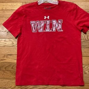Under Armour used Red win Cotton shirt also says Whatever is necessary